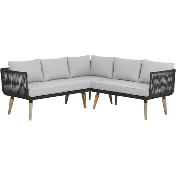 Beliani 'ALCAMO' Ecksofa Lounge Set, Akazienholz Schwarz – Bild 6