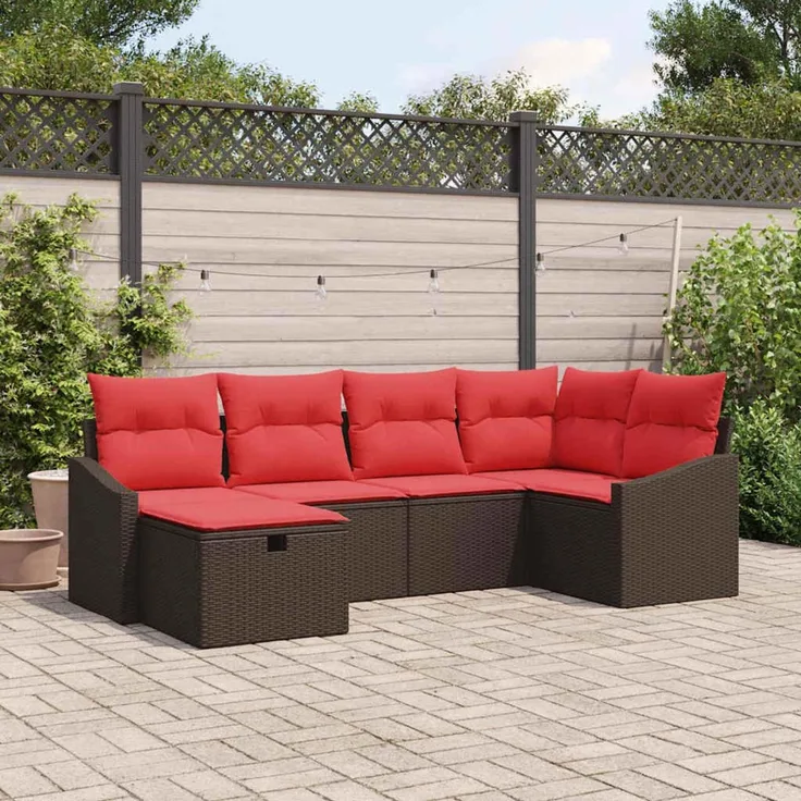 vidaXL Sofa Set 6 stk. Braun Poly-Rattan 3359283