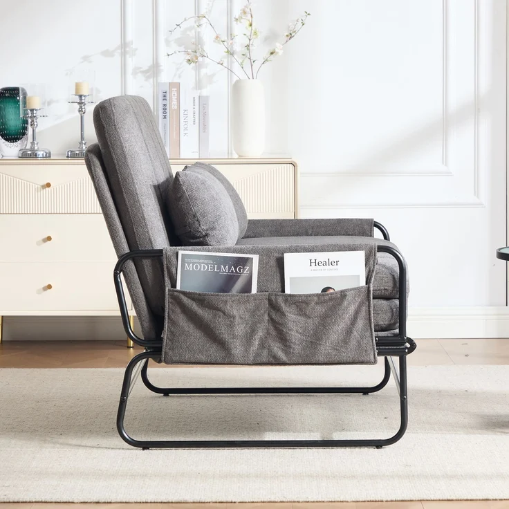 ZUBALIYA Schlafsofa 85x92 cm, mit Stauraum, mit Chenille - Bezug, mit breiten Armlehnen, mit Schaumstoffpolsterung, Schwarz – Bild 9