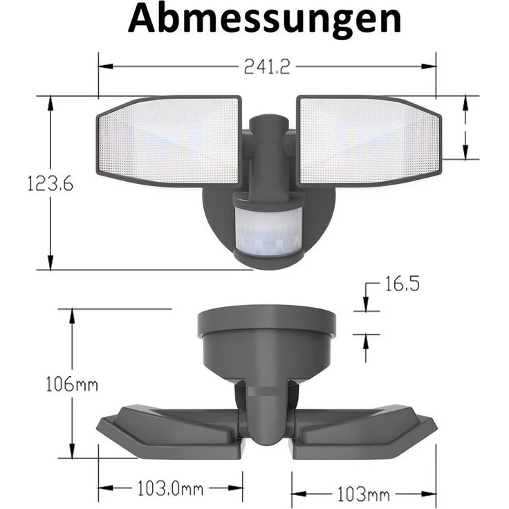 Northpoint LED Wandstrahler Bewegungsmelder 2 Fluter-Köpfe Schwenkbar Batterie 400L – Bild 2