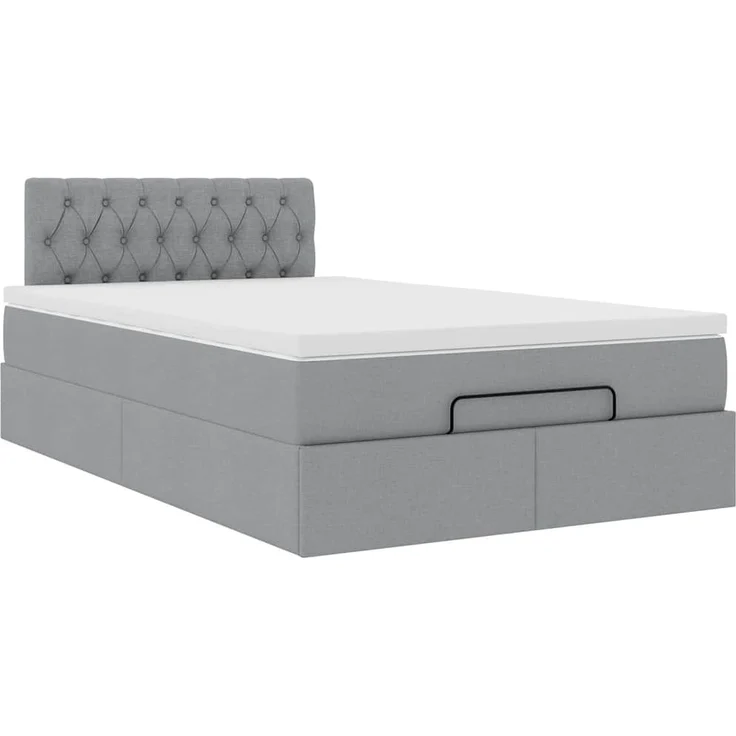 vidaXL Ottoman-Bett mit Matratze & LEDs Hellgrau 120x200 cm Stoff 3312381 – Bild 6