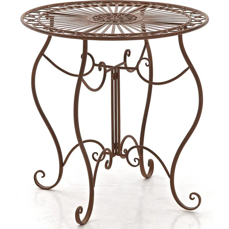 Outdoor Sitzgruppe FUVER - Metall Braun 40x50x92 cm | Gartenmöbelset 2 Personen Metall Vintage Balkonmöbel Set Bistrotisch Terrassenmöbelset Balkonset – Bild 4