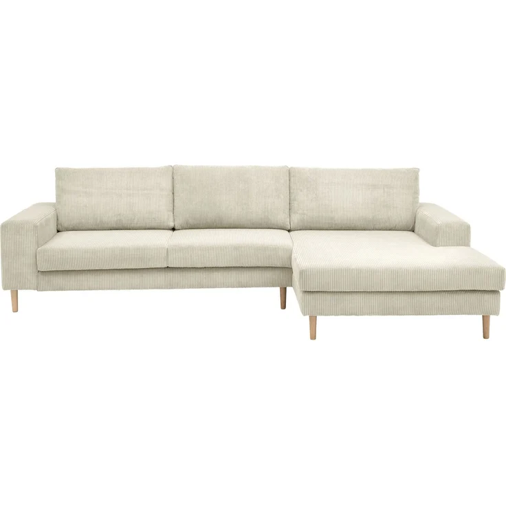 Sofa mit Longchair rechts Kaylynn Cordstoff creme – Bild 2