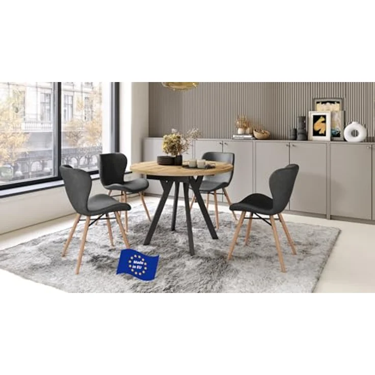 designimpex Esstisch Design Esstisch Aldo ausziehbar 90 cm bis 145 cm rund Esszimmer Tisch, Esstisch, Esszimmertisch, Tisch, Ausziehtisch, Küchentisch, Esszimmer – Bild 2