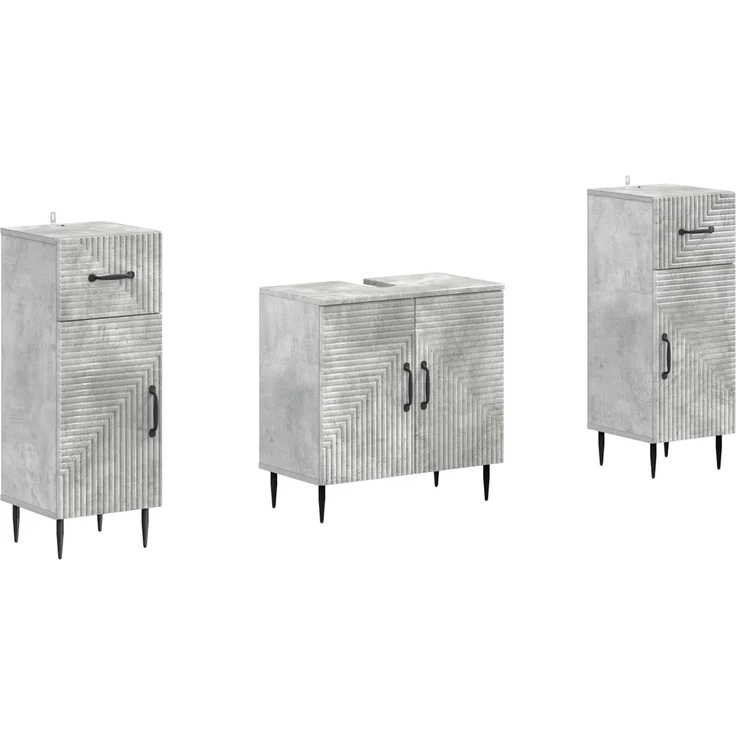 vidaXL 3-teiliges Badezimmer-Schranksystem HAARLEM 3 stk. Betongrau 3418020 – Bild 2