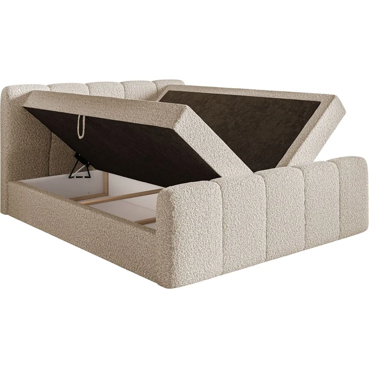 Selsey 'Cloudy II' Boxspringbett mit Bettkästen und Topper Bouclé Hellbeige, 160x200 cm – Bild 4