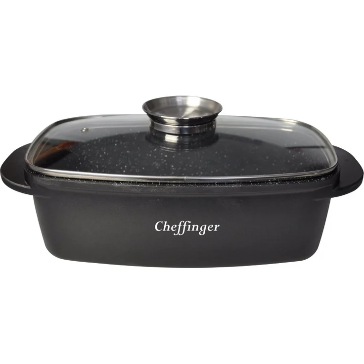 Bräter Pfanne Bratpfanne Schmortopf mit Glasdeckel Induktion 32cm Cheffinger. – Bild 5