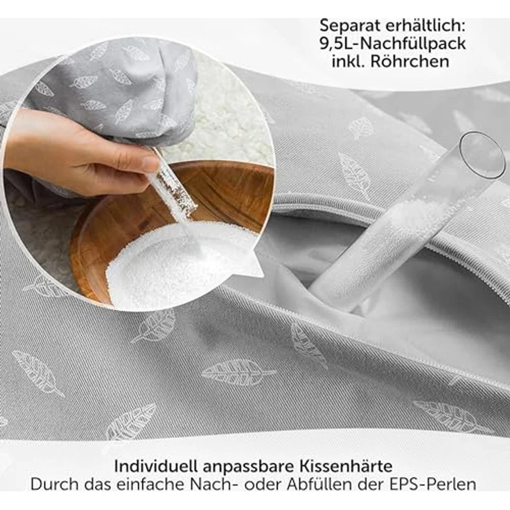 Theraline Stillkissen Das Original, 190 cm, mit geräuscharmen EPS-Microperlen, 100% Baumwollbezug, waschbar bei 60 °C, öko-tex-zertifiziert – Bild 8