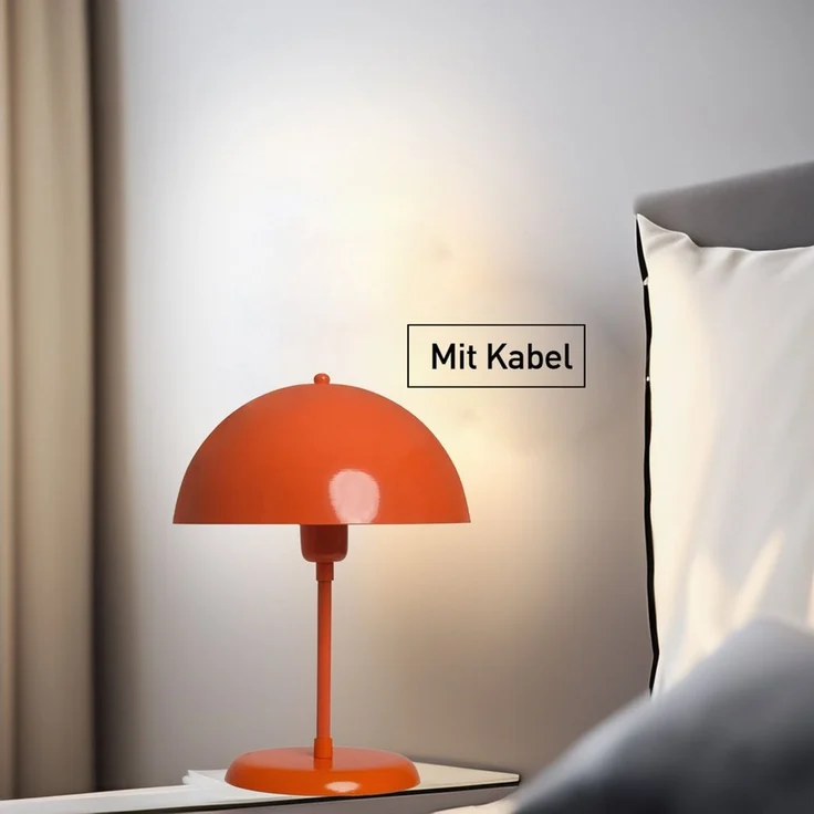 Bamyum Tischleuchte Pilz Lampe Mit Kabel Lipeo 25 cm Metall Retro Kleine Lampe, ohne Leuchtmittel – Bild 2