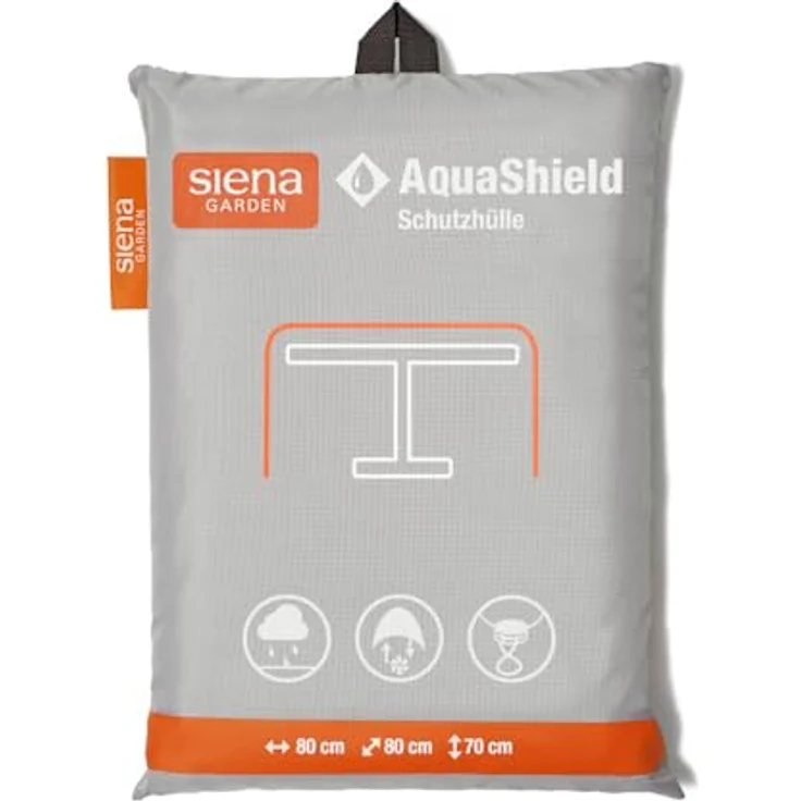 Siena Garden Tisch-Schutzhülle AquaShield, PU-beschichtetes Polyester, 80 x 80 x 70 cm, mit Zugband und Active Air System® – Bild 1