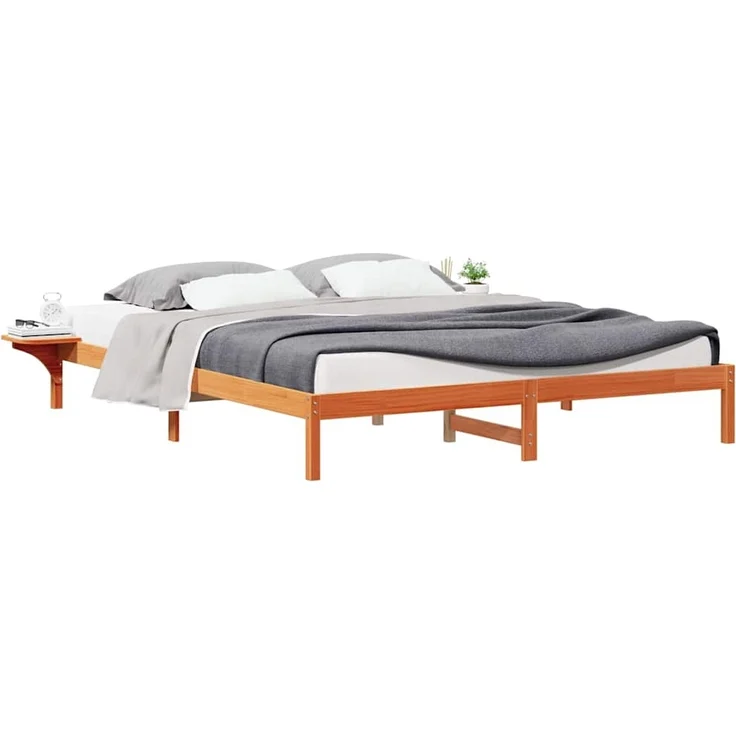 vidaXL Bettgestell mit Nachttischen Wachsbraun 180 x 220 cm 873255 – Bild 2