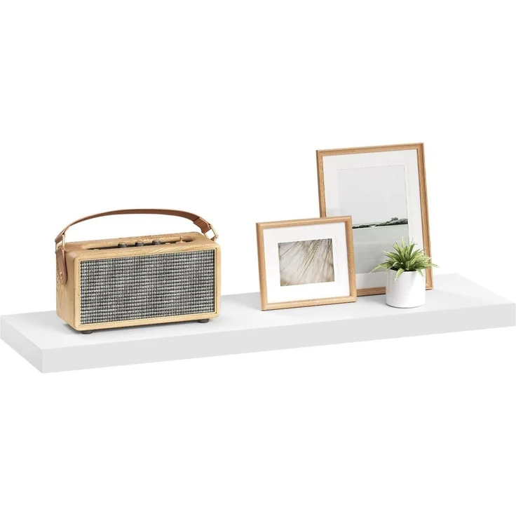 eSituro Schwebende Regale, große weiße Wandregale, Holzregal für Schlafzimmer, Wohnzimmer, Küche, Ausstellungsregal, Heimbüro-Möbel, Dekor-Zubehör, 70 x 23 x 3,8 cm – Bild 1