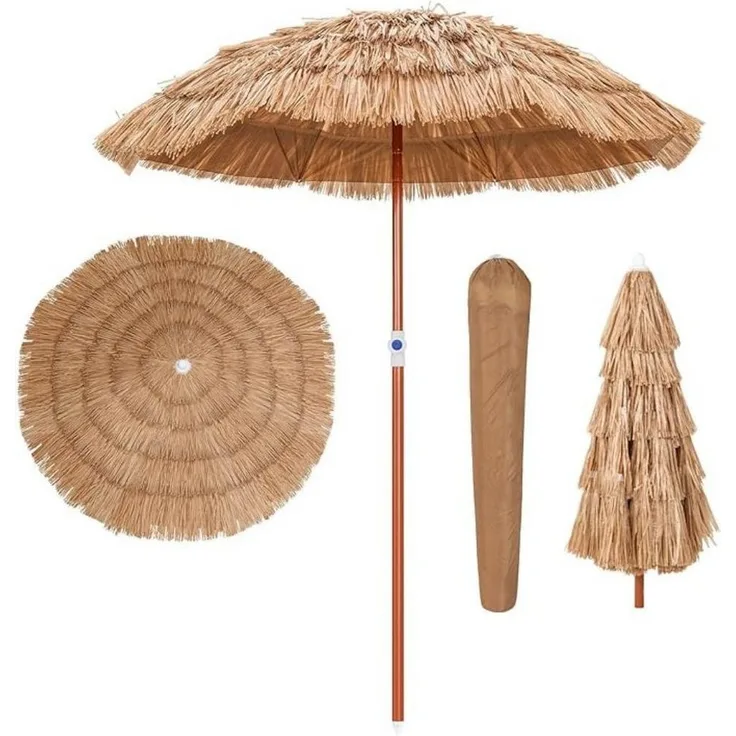 KOMFOTTEU Sonnenschirm Hawaii Strandschirm, mit Neigungsfunktion & verstellbarer Höhe