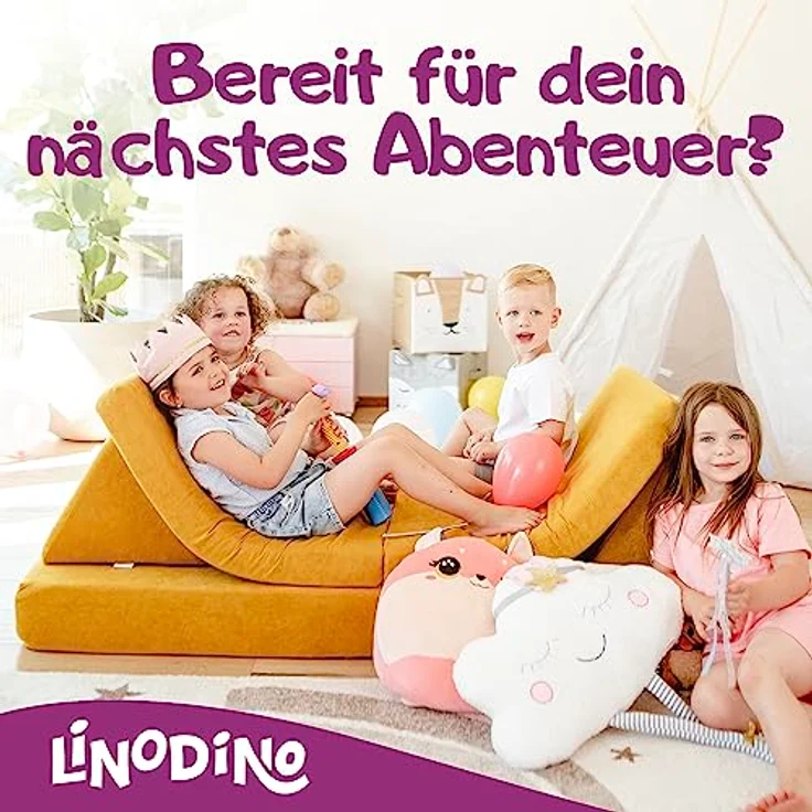 Linodino Kindersofa Spielsofa I aus Schaumstoff Bausteine I Spielcouch für Kinder, Wasserfeste Unterbezüge, Waschbare Chenille Bezüge 30° – Bild 8