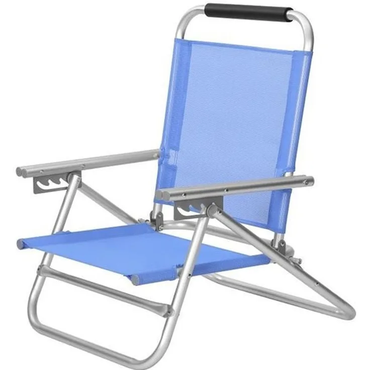 SONGMICS Strandstuhl, tragbarer Klappstuhl, Rückenlehne 4-stufig verstellbar, mit Armlehnen, atmungsaktiv und komfortabel, Outdoor-Stuhl, blau GCB65BU
