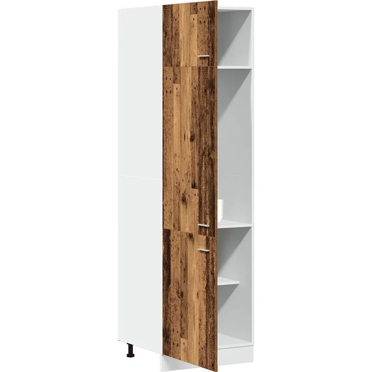 Kühlumbauschrank, Küchenschrank Lyon Altholz-Optik 60 x 57 x 207 cm Holzwerkstoff – Bild 4