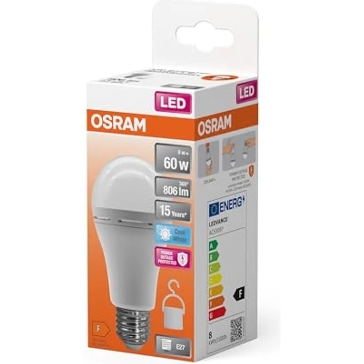 OSRAM LED-Akku-Leuchtmittel E27 8W matt 4000K, Notlicht mit integriertem Akku für bis zu 3 Stunden Beleuchtung – Bild 4