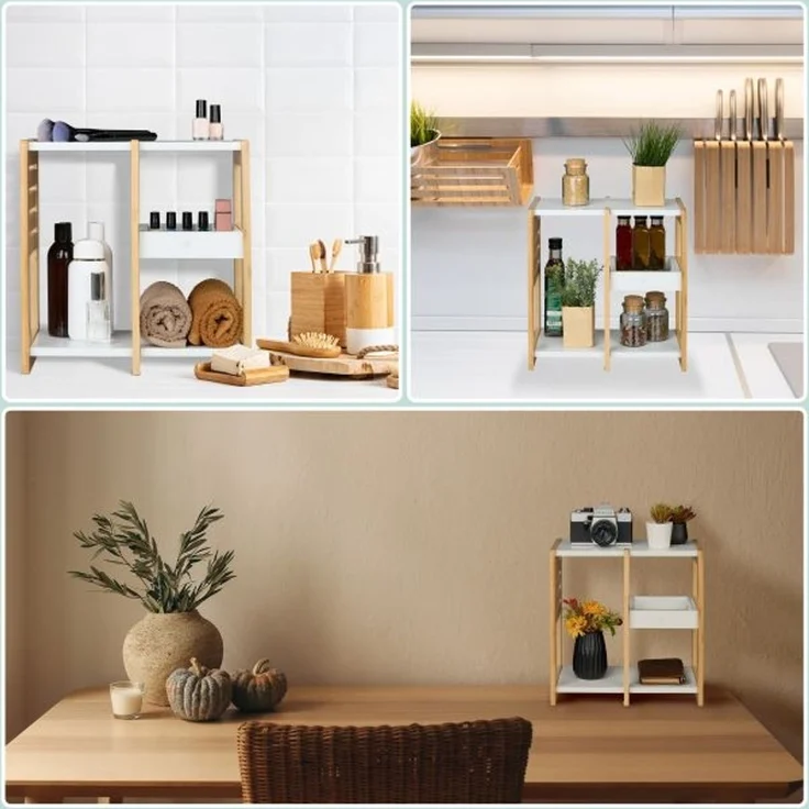 Relaxdays Badregal Bambus 3 Ablagen – Bild 3