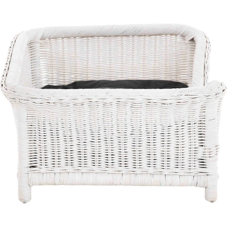 Krines Home Hundekorb Großer Rattan Hundekorb geflochten Hundebett Hund hoch mit Kissen, Rattan Korb, Hundecouch – Bild 3