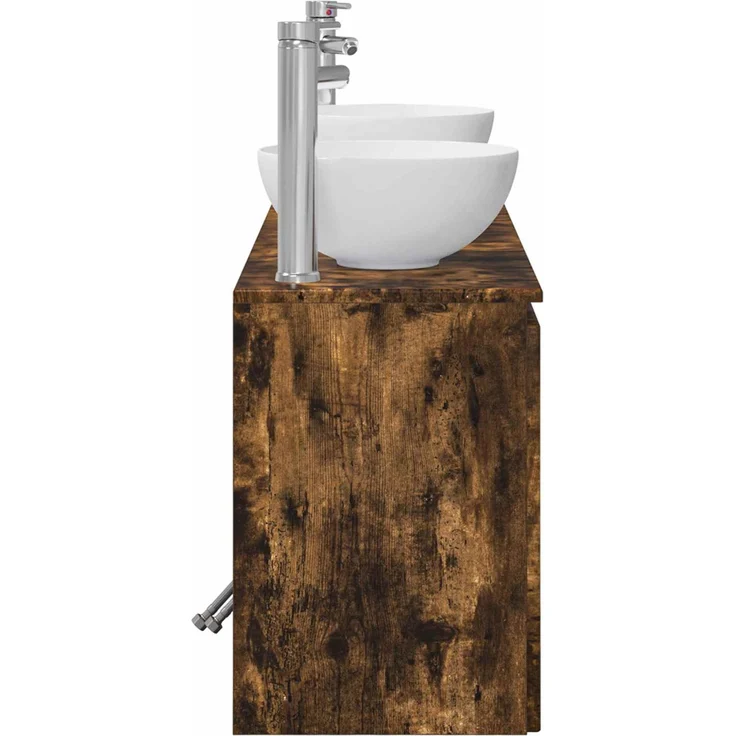 vidaXL Wandhängendes Badezimmerschrank-Set 3 stk. Geräucherte Eiche 3405632 – Bild 7