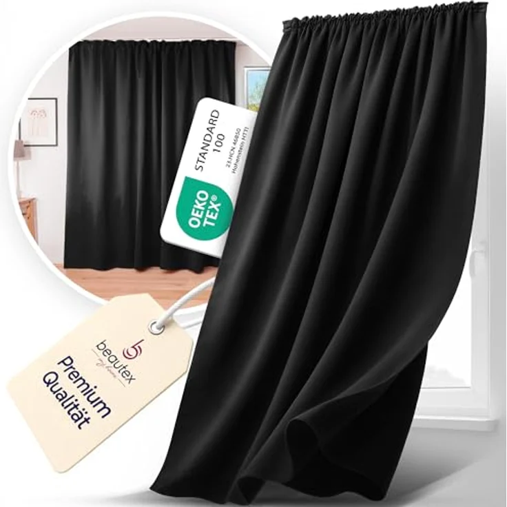 Beautex Verdunkelungsvorhang Verdunkelungsgardine Kräuselband Vorhang blickdicht abdunkelnd, Kräuselband (1 St), verdunkelnd – Bild 4