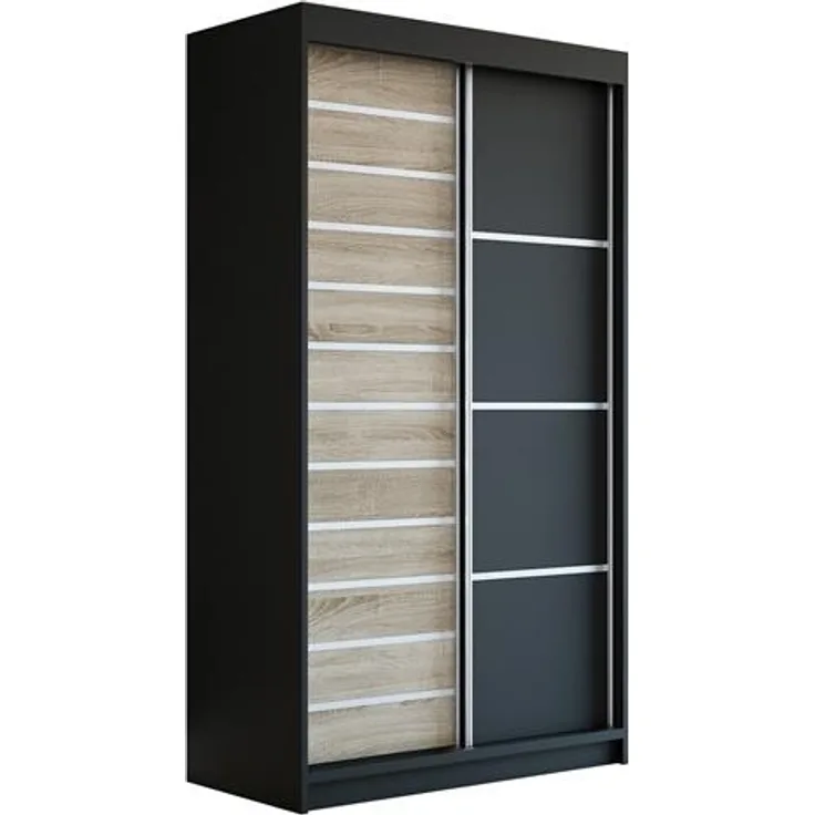 Schwebetürenschrank COLIN 2-türig Schrank 120 cm Farbe: Schwarz , sonoma