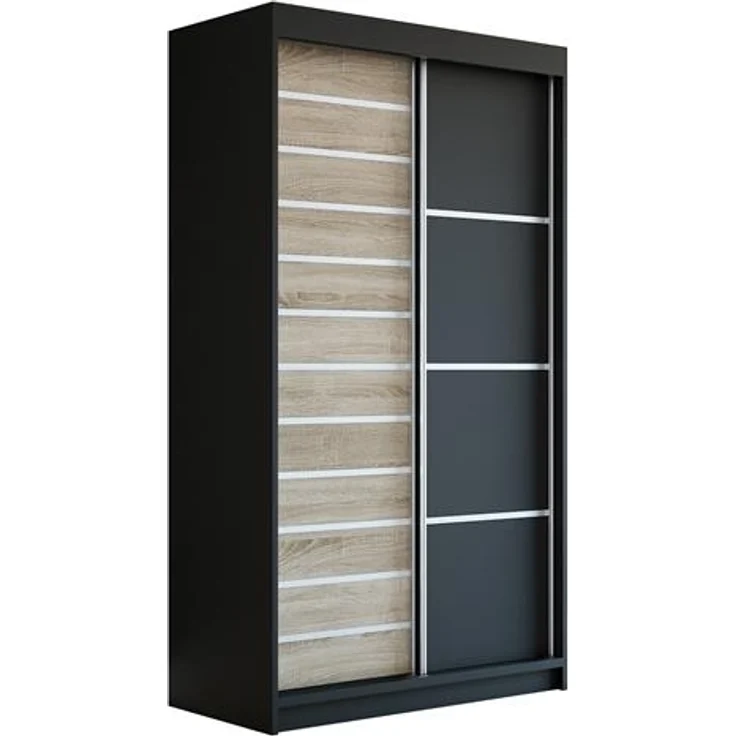 Schwebetürenschrank COLIN 2-türig Schrank 120 cm Farbe: Schwarz , sonoma – Bild 1