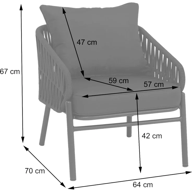 Aluminium-Gartenstuhl HWC-P90, Loungestuhl Sessel Outdoor, Seilgeflecht Rope Stoff/Textil (180g/m²) ~ grün – Bild 3