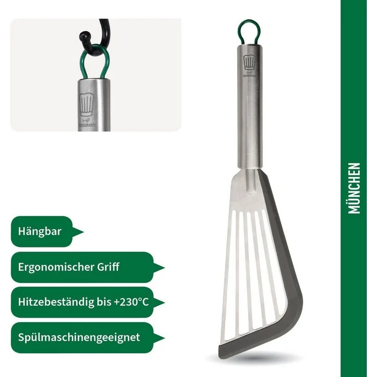 Chefkoch trifft Fackelmann Pfannenwender Flexi-Wender in Grau/Silber – Edelstahl/Silikon Funktionsteil – Bild 2