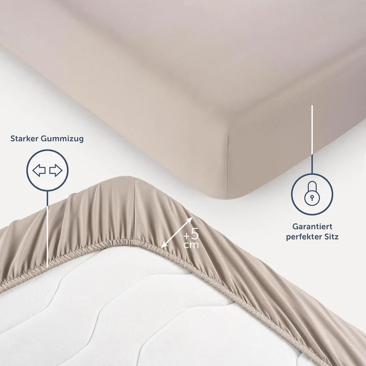 Blumtal® Spannbettlaken 120x200 cm - Bettlaken 120x200 aus Microfaser im 2er Set - Oekotex zertifiziertes Spannbetttuch 120x200 - Spannbettlaken 120x200 / Spannleintuch 120x200 cm - Bettlaken - Taupe – Bild 3