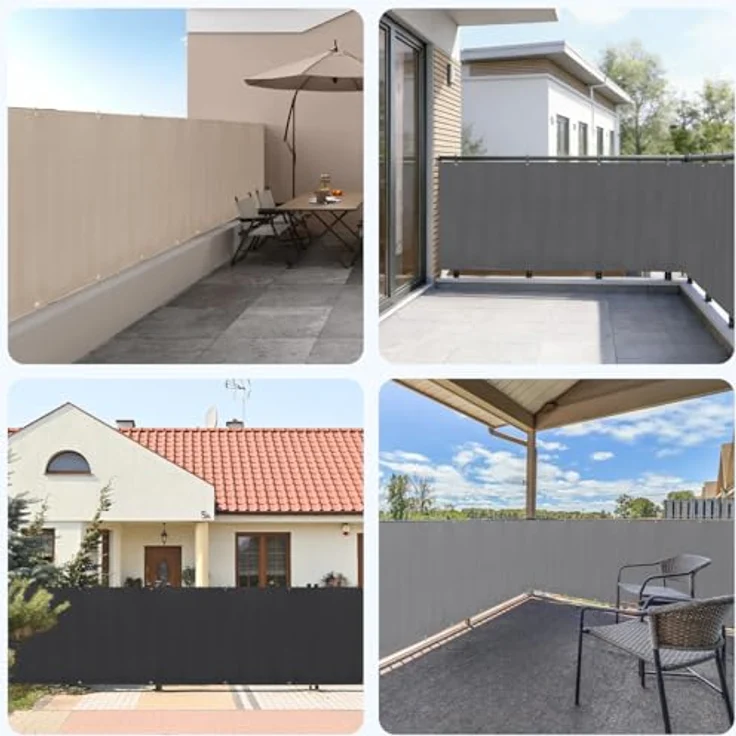 Sekey Balkon Sichtschutz Balkonabdeckung Balkonverkleidung blickdichte Wind- und UV-Schutz, 100% Privatsphäre, mit Ösen, Nylon Kabelbinder und Kordel, 120x900cm, Anthrazit – Bild 7