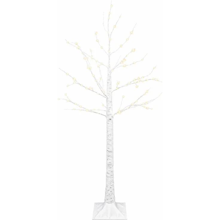 vidaXL Birken-Weihnachtsbaum Weiß 22 x 22 x 120 cm Kunststoff 174 LEDs 42055351 – Bild 2