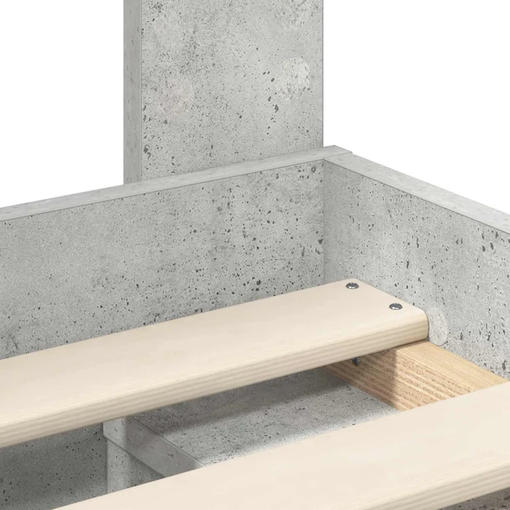 vidaXL Bettrahmen mit Kopfteil Beton 160 x 200 cm Massives Kiefernholz 3411394 – Bild 9