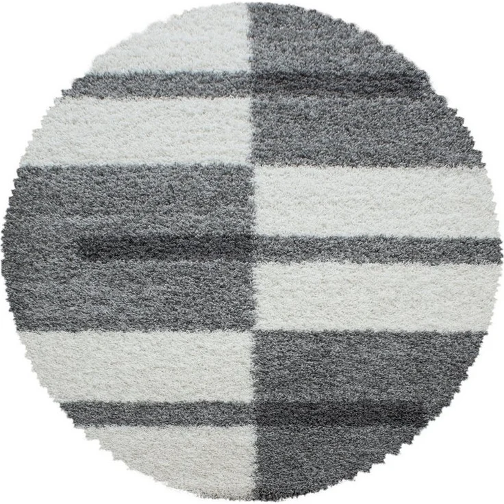 Carpettex Hochflor-Teppich Kariert Design, Rund, Höhe: 30 mm, Teppich Kariert Design Teppich im modern Stil Teppich Wohnzimmer – Bild 1