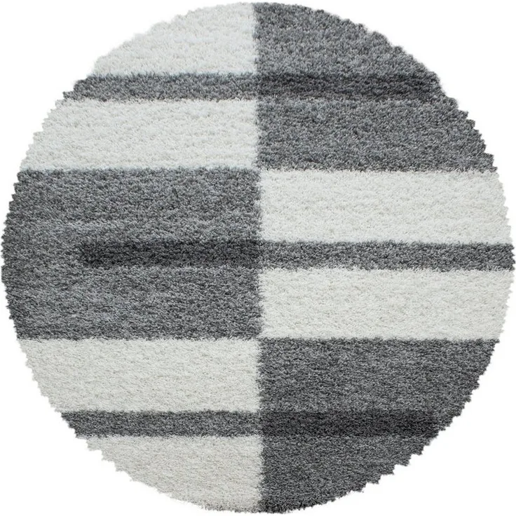 Carpettex Hochflor-Teppich Kariert Design, Rund, Höhe: 30 mm, Teppich Kariert Design Teppich im modern Stil Teppich Wohnzimmer