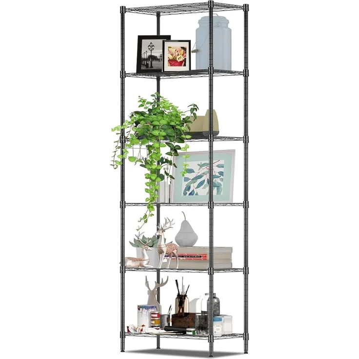 Himimi Regal,abstellraum Regal,Badezimmerregal Shelf,hoch schmal Standregale,Lagerregal 6 Ablage Küchenregal Metallregal, verstellbare Ablagen,Drahtkorb,54 x 29 x 160 cm,Schwarz – Bild 9