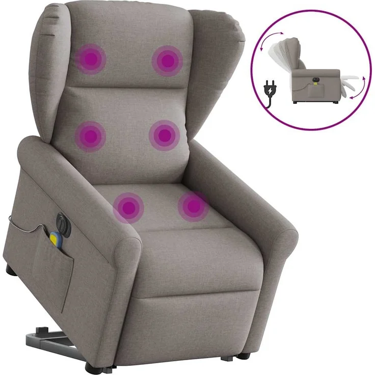 vidaXL Elektrischer Massagesessel mit Aufstehhilfe Taupe Stoff 3303411 – Bild 9