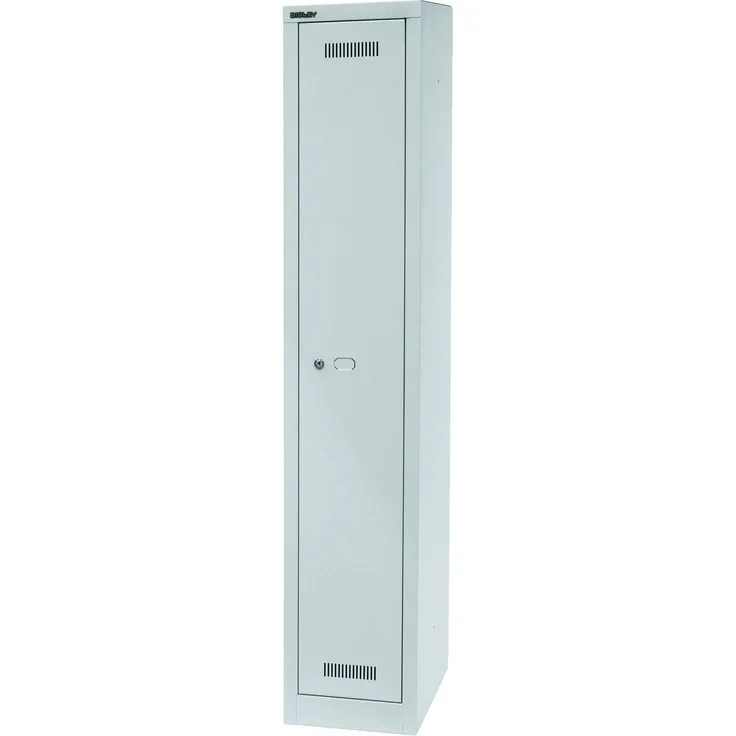 BISLEY Garderobenschrank MonoBloc abschließbar mit Belüftungsschlitzen, Hutboden, Handtuchhalter, Kleiderstange & 3 Haken - Spind mit Schloss - 1 Abteil, Farbe: lichtgrau, ML03S1-645 – Bild 3