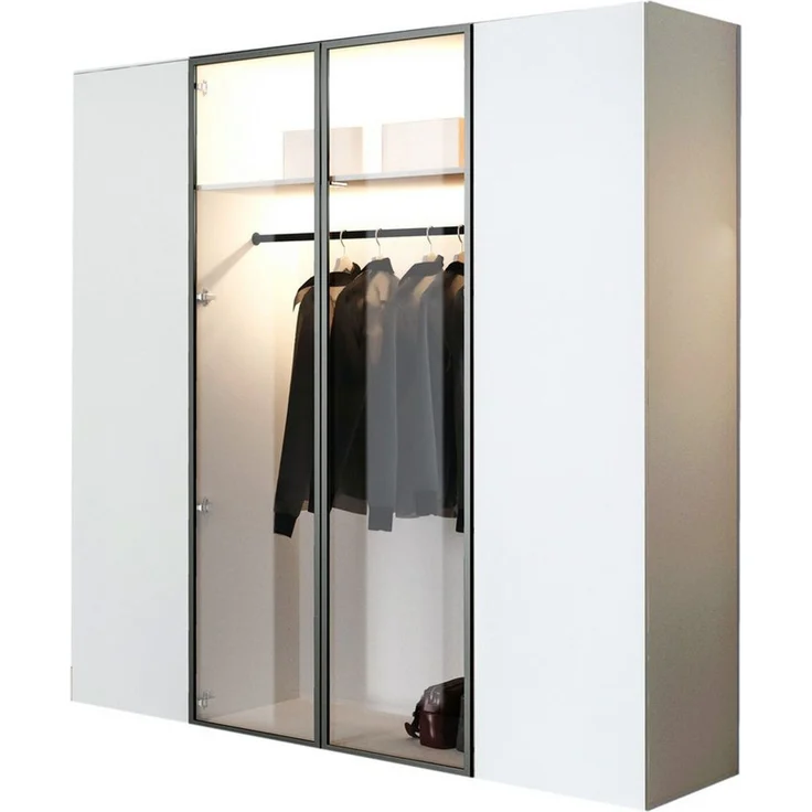 Compleo Kleiderschrank Drehtürenschrank, Designer-Schrank mit modernem Look STELLS LED-Beleuchtung, Push to open Funktion – Bild 4