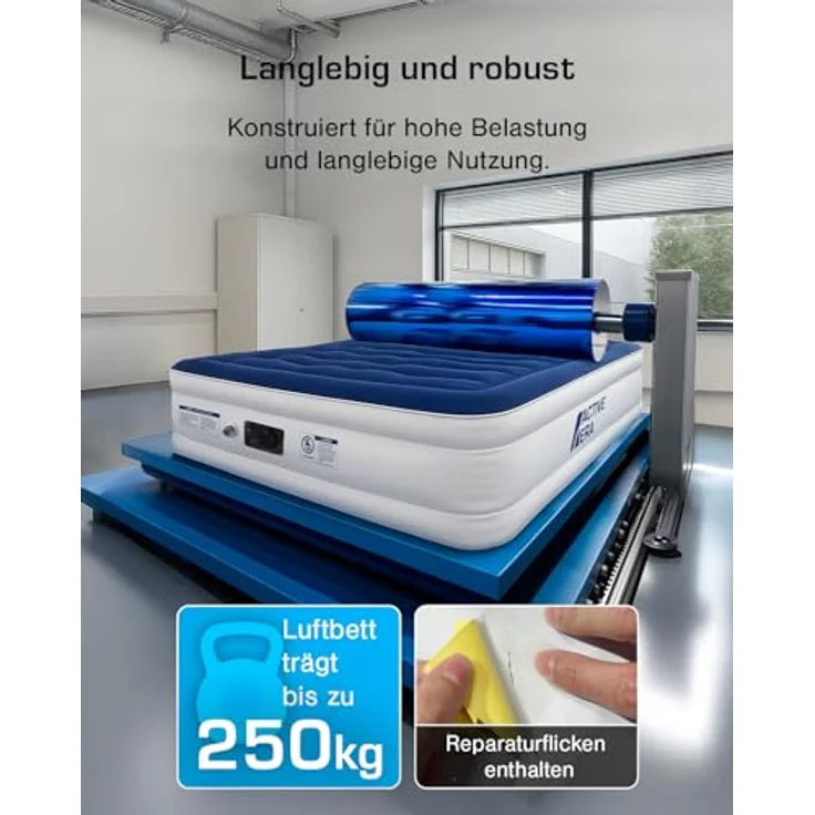 Active Era Luxus Doppel Luftbett – selbstaufblasendes Gästebett mit eingebauter, elektrischer Pumpe, integriertem Kissen und besonderer Luftträger Technologie - 203 x 152 x 56 cm – Bild 7