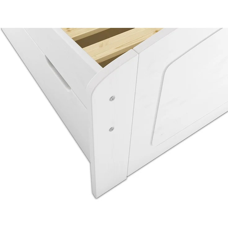 Doppelbett 3 Bettkasten 200x200 Seniorenbett Ehebett Massivholz Kiefer Zubehör wählbar V-60.50-20W Federleisten und Matratze – Bild 11