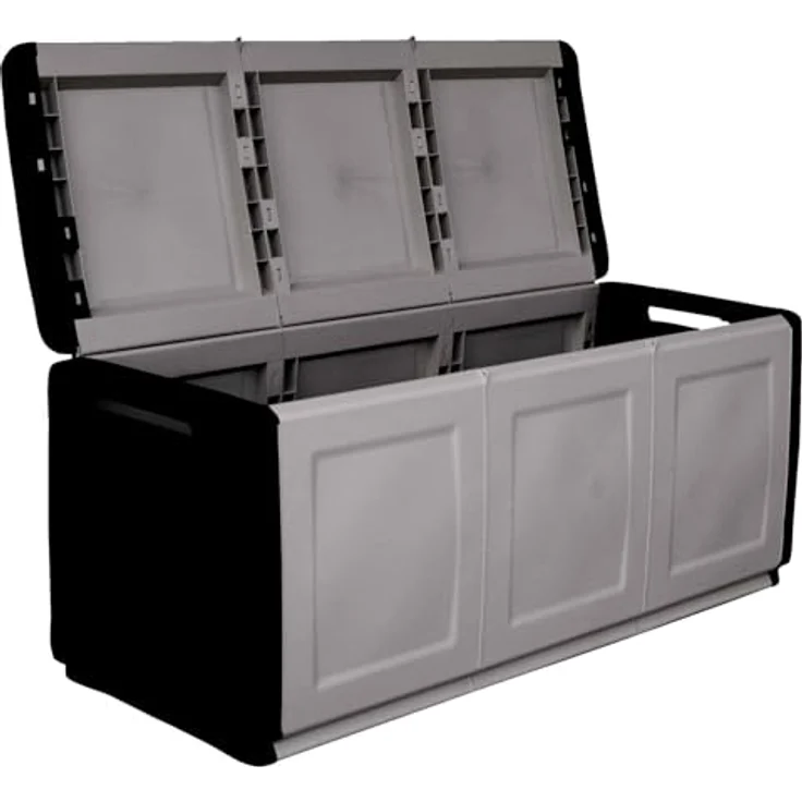 Dmora - Zele-Koffer, Mehrzwecktruhe, Aufbewahrungskoffer, Aufbewahrungsbox, 100 % Made in Italy, 138 x 53 x 57 cm, Hellgrau und Schwarz – Bild 4