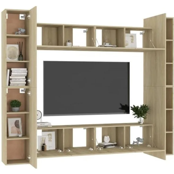 vidaXL 8-tlg. TV-Schrank-Set Sonoma-Eiche Spanplatte [3078965]