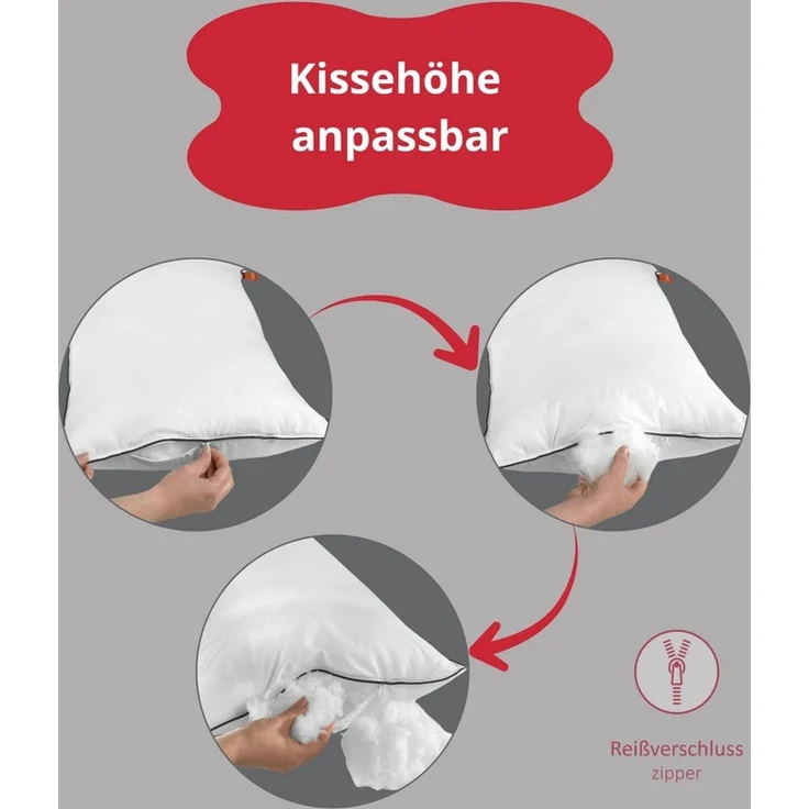 liebling Kopfkissen höhenverstellbares Hotelkissen, Füllung: Polyester Vollfaser, Seitenschläfer, Bauchschläfer, Rückenschläfer, Made in EU – Bild 3