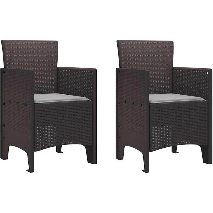 vidaXL Gartenstuhl mit Kissen 2 pcs Braun 53 x 49 x 85 cm Polypropylen 847455 – Bild 1