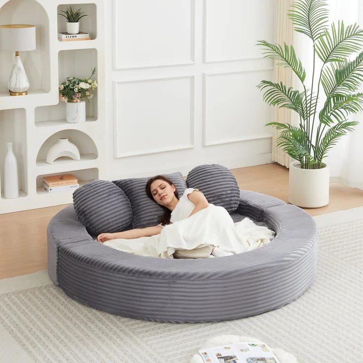 ZUBALIYA SchlafSofa mit USB - Anschluss, mit Schreibtisch, mit Cordbezug, mit Schaumstoffpolsterung, für Wohnzimmer und Apartments – Bild 10