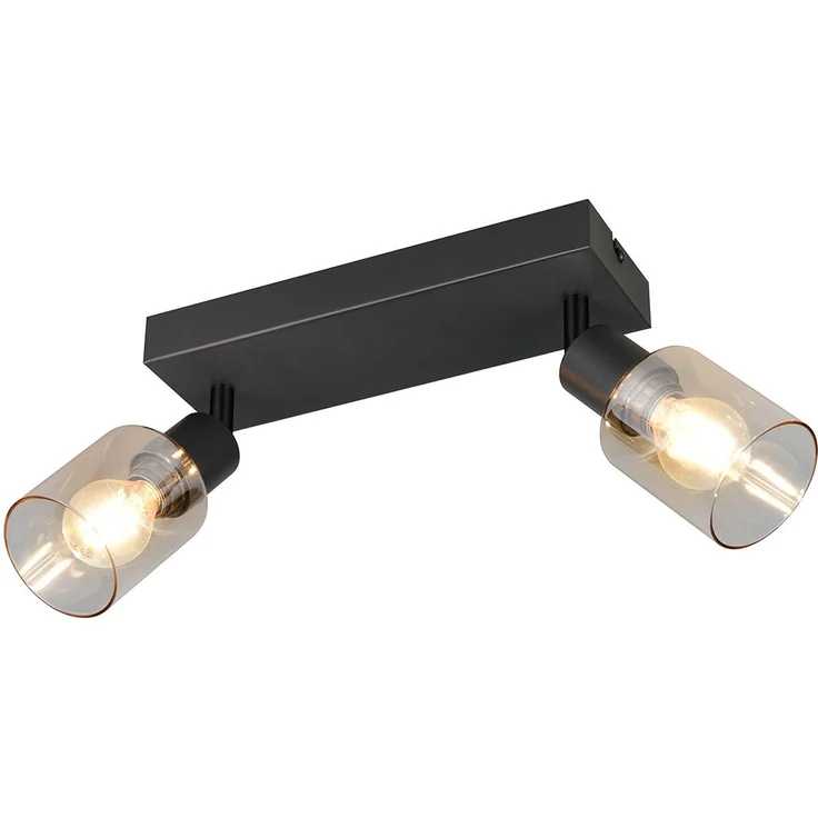 2-flammiger LED Deckenstrahler mit Glasschirmen Amberfarbig, Breite 27cm – Bild 2