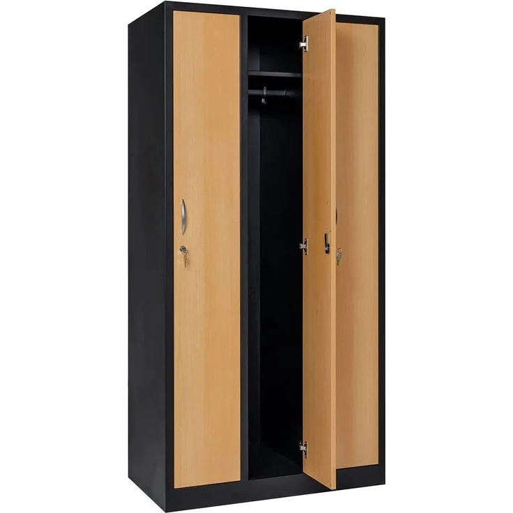 Garderobenschrank 3-türig schwarz/Buche Dekor – Bild 5