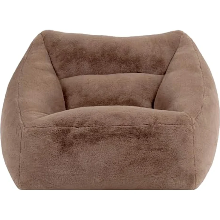 Icon Natalia Sitzsack Sessel für Erwachsene, Mokkabraun, Flauschiger Kaninchen Kunstfell Stoff, Riesen Sitzsack mit Füllung, Bean Bag Chair, Bequemer Sessel Wohnzimmer, Lounge, Schlafzimmer, Büro – Bild 2
