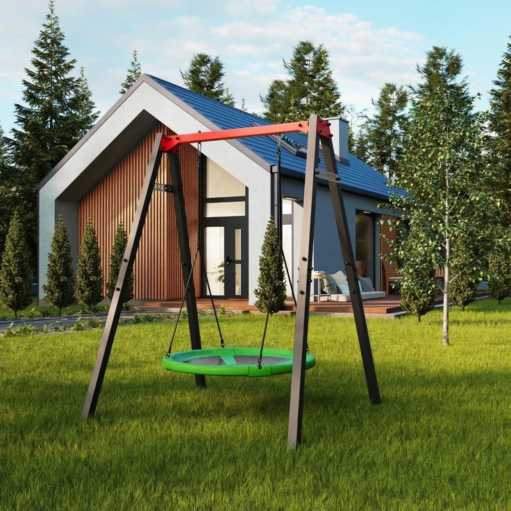 K-Sport Gartenschaukel für Kinder mit Nestschaukel, aus Stahl, grau – Bild 2